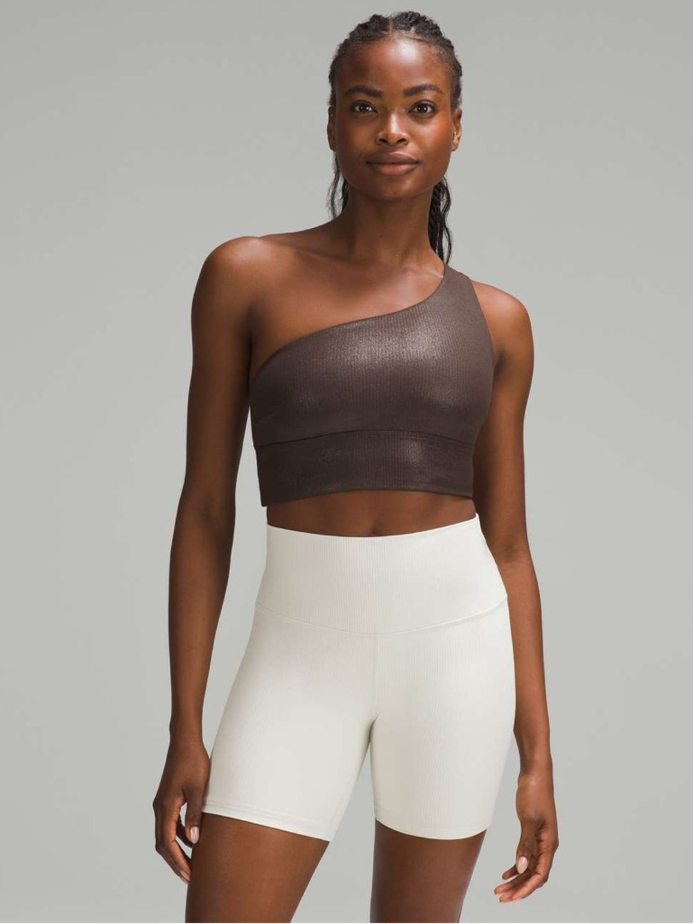 Lululemon Align Asymmetrical Ribbed Bra Size 4 Shine Espresso